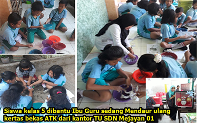 SISWA SEDANG MENDAUR ULANG MEMBUAT TOPENG
